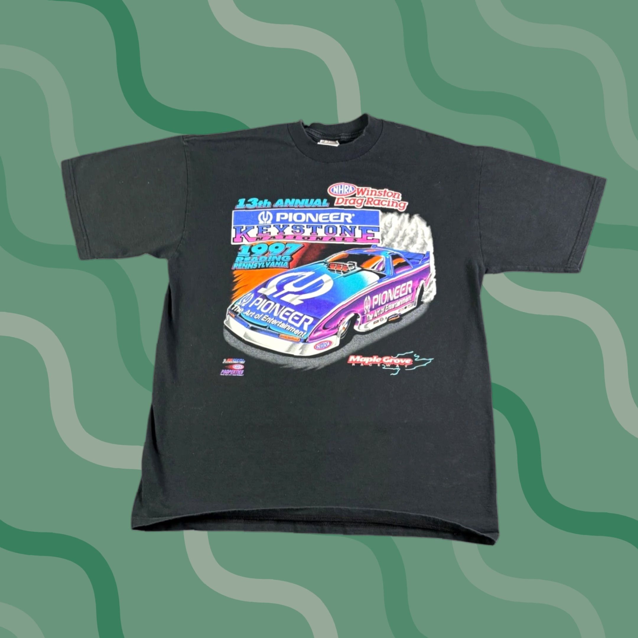 Jerzees VINTAGE 1997 Pioneer Keystone Nationals NHRA Winston Drag Racing T Shirt Mens Large Size US L / EU 52-54 / 3 - 1 Thumbnail