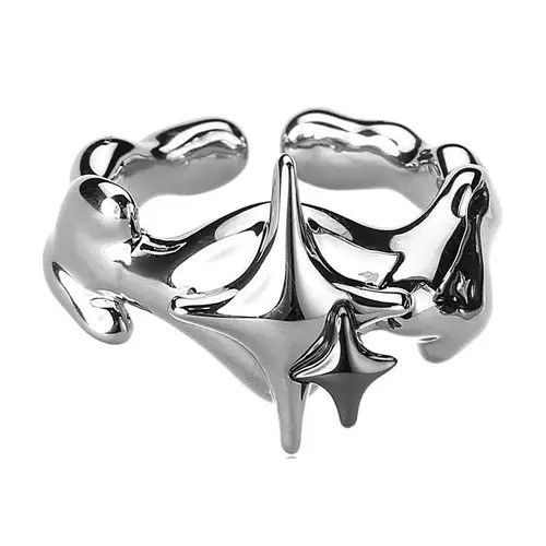 VIBE 2pcs Stars Irregular Punk Ring Rock Gothic Size ONE SIZE - 3 Thumbnail