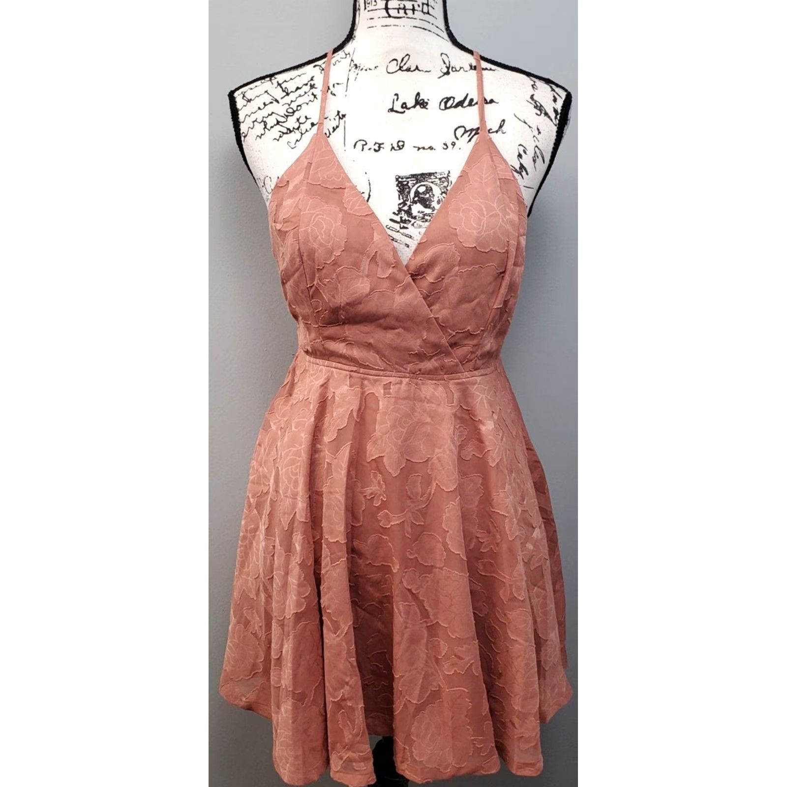 Lulus Lulus Skater Dress Womens Pink Floral Burnout Adjustable Strap Back Zip Midi Dress S Small Pink Womens Size S Dress Bon Size S / US 4 / IT 40 - 2 Thumbnail