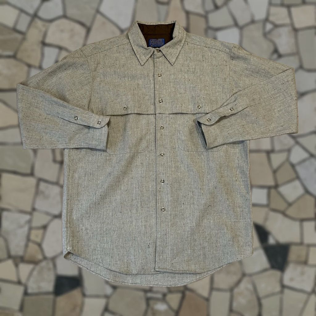 Pendleton VINTAGE Pendleton Button-Down Shirt Long Sleeve USA Made Men’s Large Beige Wool Pockets Urban Fashion 90s? Size US L / EU 52-54 / 3 - 1 Thumbnail