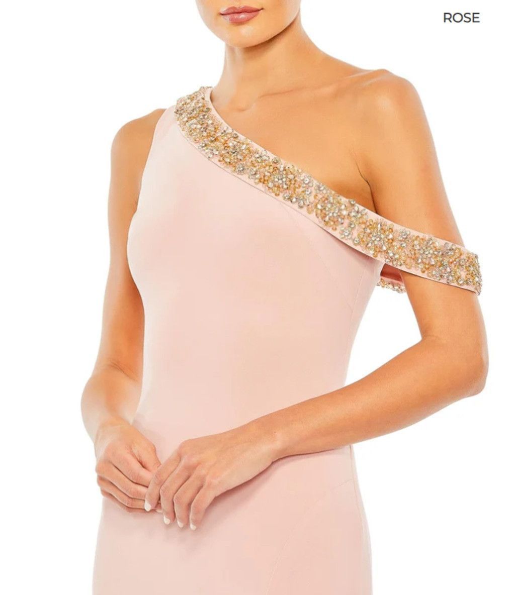 Mac Duggal Mac Duggal Pink Beaded Drop Shoulder Jersey Gown,8 Size M / US 6-8 / IT 42-44 - 2 Thumbnail