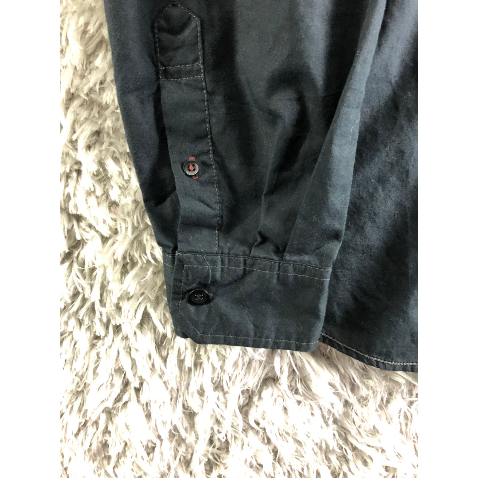 Vintage Drill Mens Large Solid Black Long Sleeve Button-Up Spread Collar Shirt Shirt Men's Black Long Sleeve Button-Up Drill Clothing Casual Size US L / EU 52-54 / 3 - 2 Thumbnail