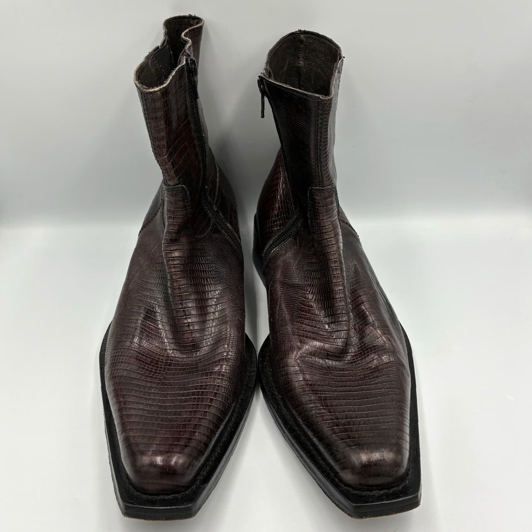 Vintage Alligator Boots Leather Western Cowboy Italian Upper Leather EU 43 US 10 Mens Red Leather Boots Size US 10 / EU 43 - 4 Thumbnail