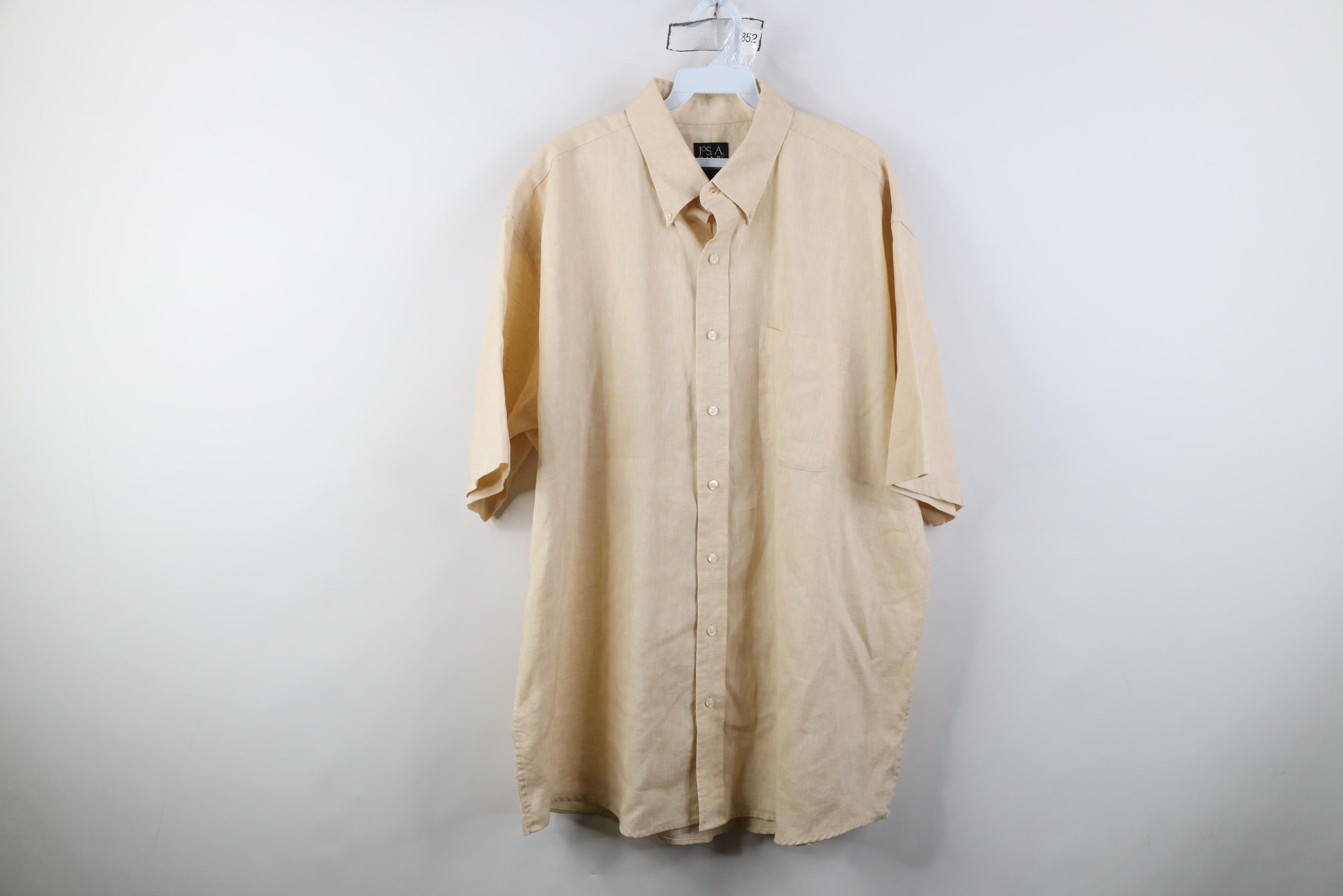 Jos. A. Bank Jos A Bank Baggy Linen Short Sleeve Collared Button Shirt Size US XL / EU 56 / 4 - 1 Thumbnail