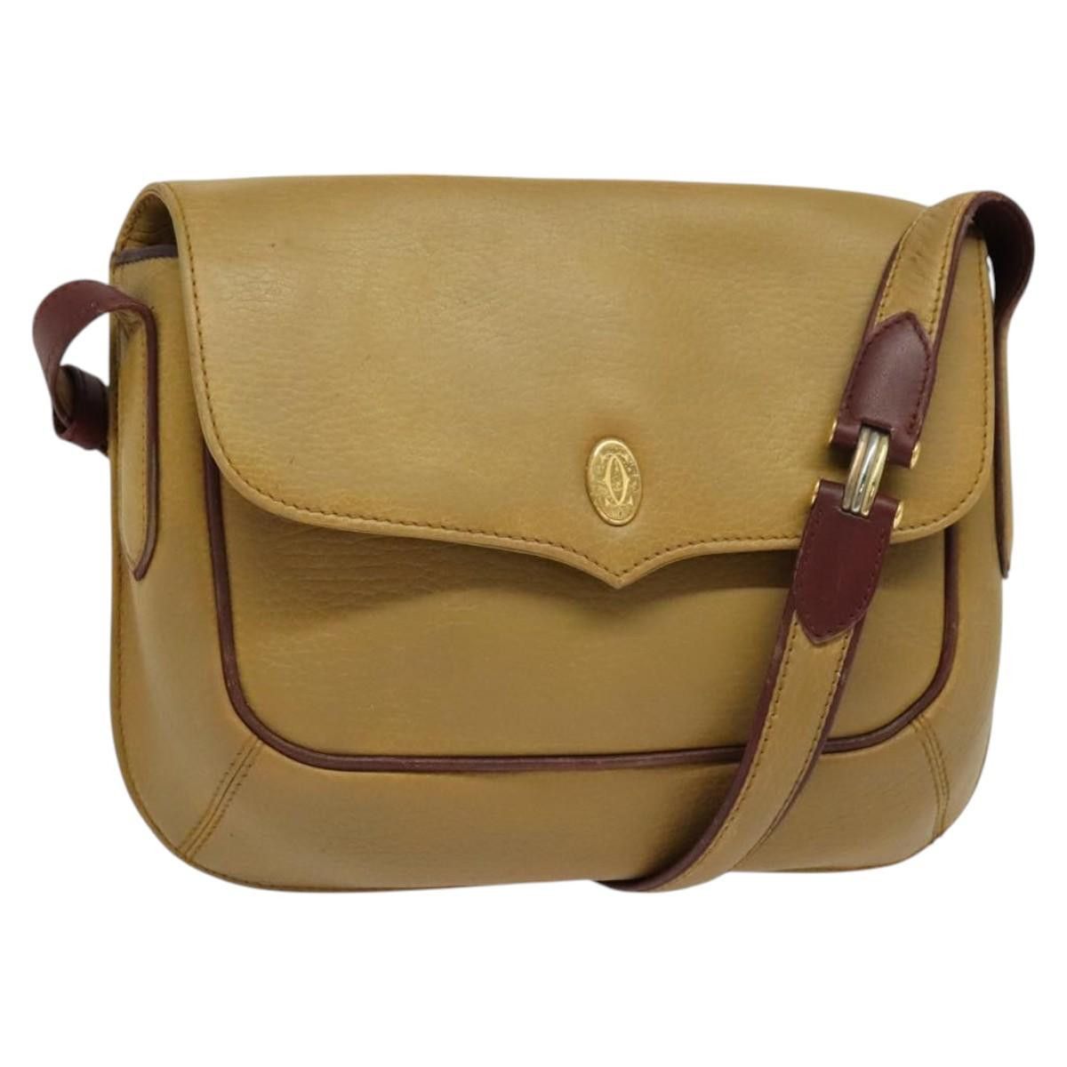 Cartier Shoulder Bag Leather Beige Gold Auth Bs25047 in Beige/Gold, Women's