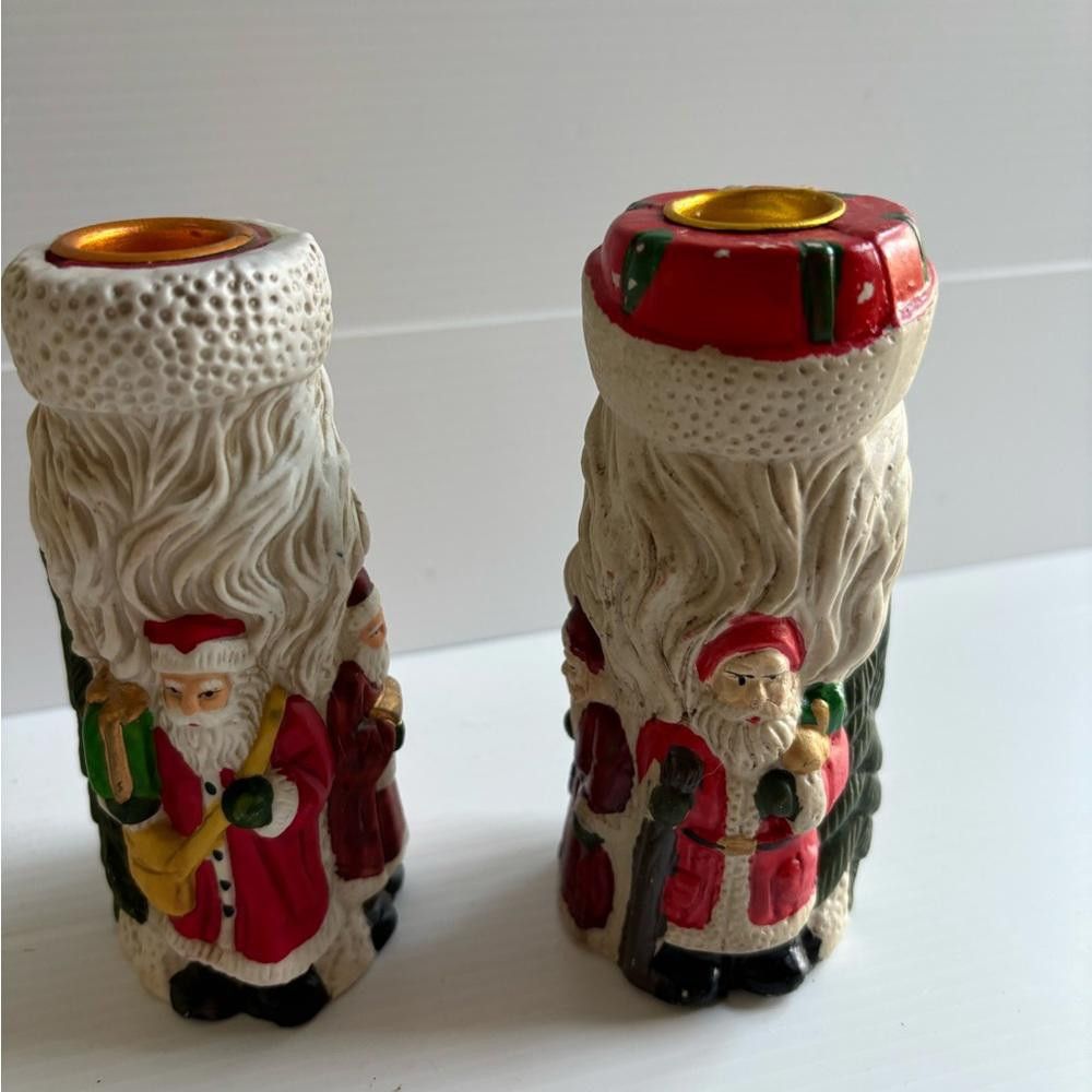 Designer 2 Ceramic Old World Santa Claus Candle Holders Size ONE SIZE - 3 Thumbnail
