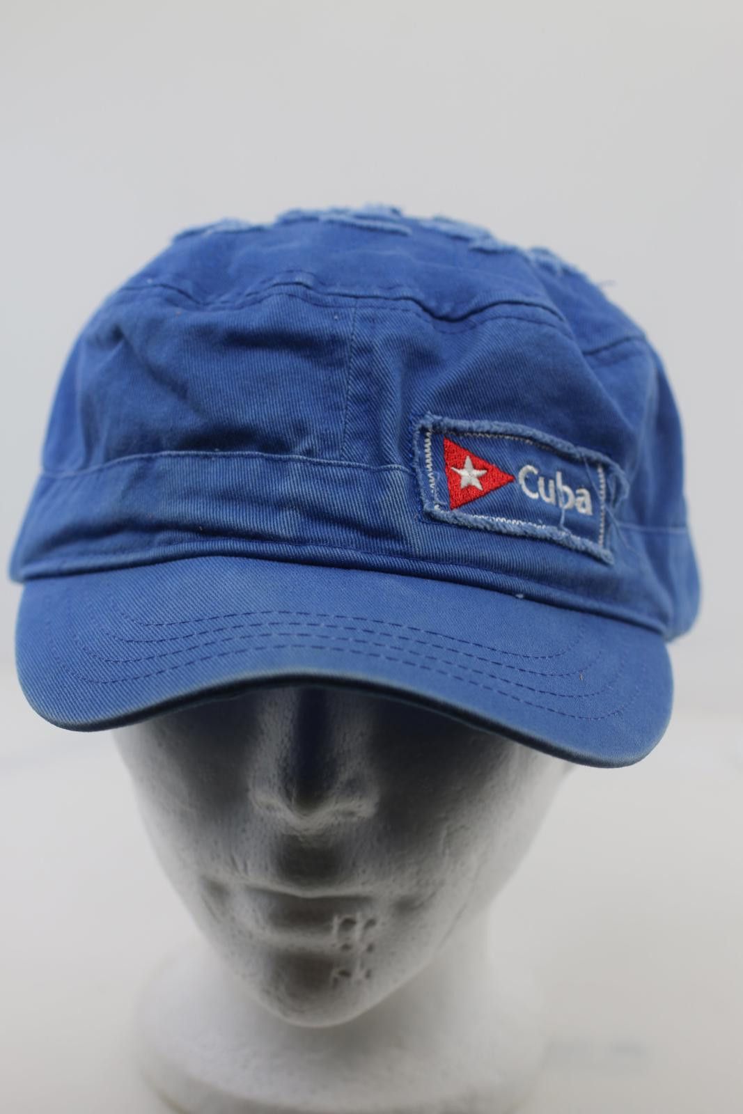 Point Zero Vintage Cuba Blue Military Style Cap Distressed Adjustable Size ONE SIZE - 1 Thumbnail