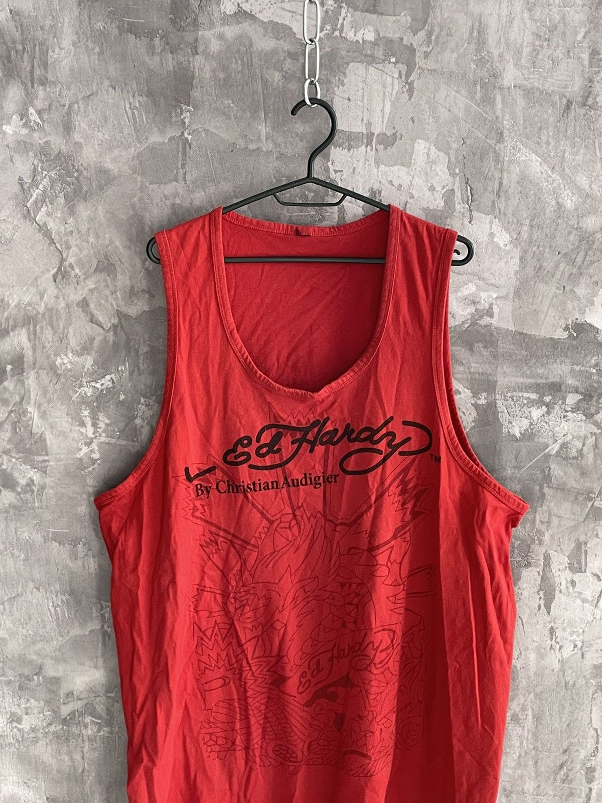 Ed Hardy Vintage Ed Hardy Red Tank Top Y2K 00s Punk Grunge Hype Size US XXL / EU 58 / 5 - 2 Thumbnail
