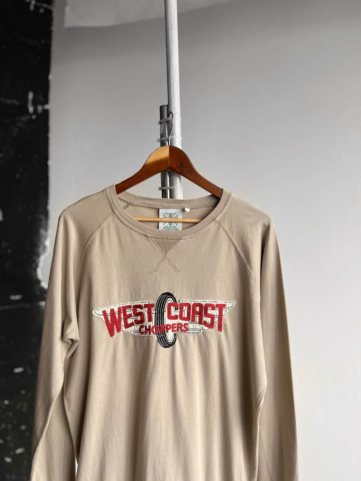 Band Tees × Vintage West Coast Choppers Mens Vintage Beige Long Sleeve Shirt Size US L / EU 52-54 / 3 - 2 Thumbnail