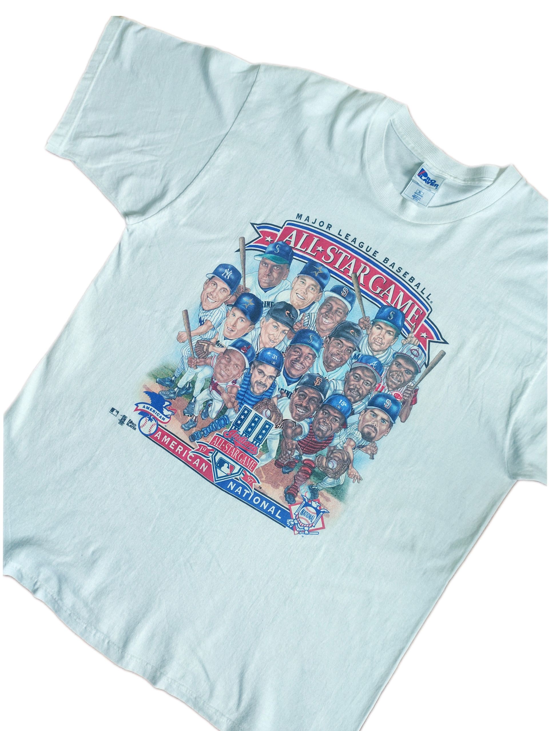 MLB × Vintage Vintage Baseball All-Star Game 1997 Caricature 2side T-Shirt Size US XL / EU 56 / 4 - 3 Thumbnail