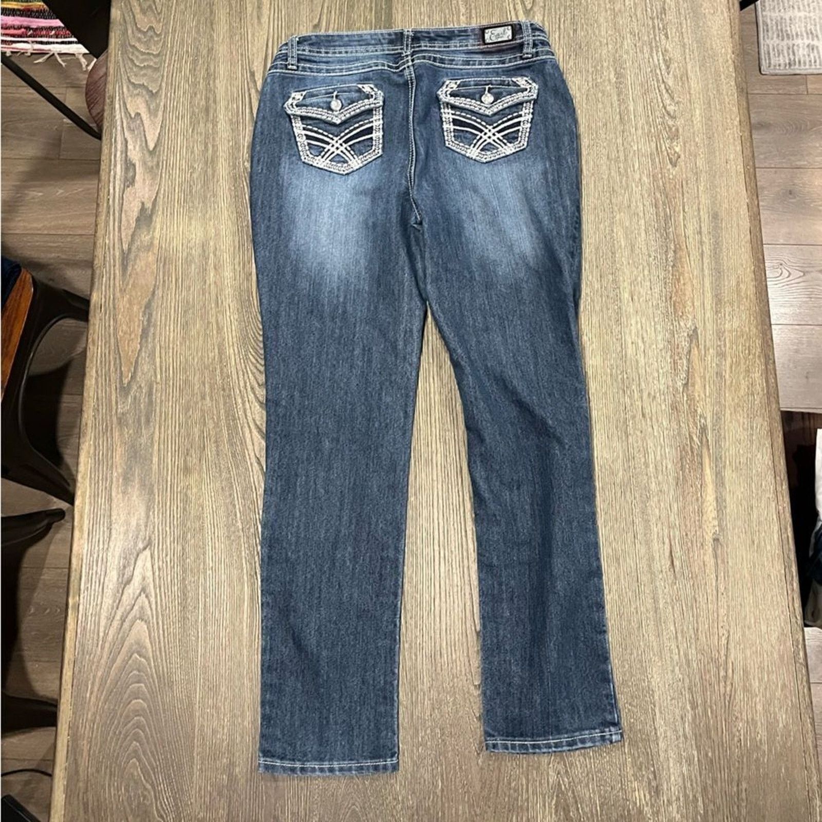 Earl Jeans Earl Jean Straight Jeans Mid-Rise Beaded Embellished Sz 12 Size 34" / US 12 / IT 48 - 8 Thumbnail
