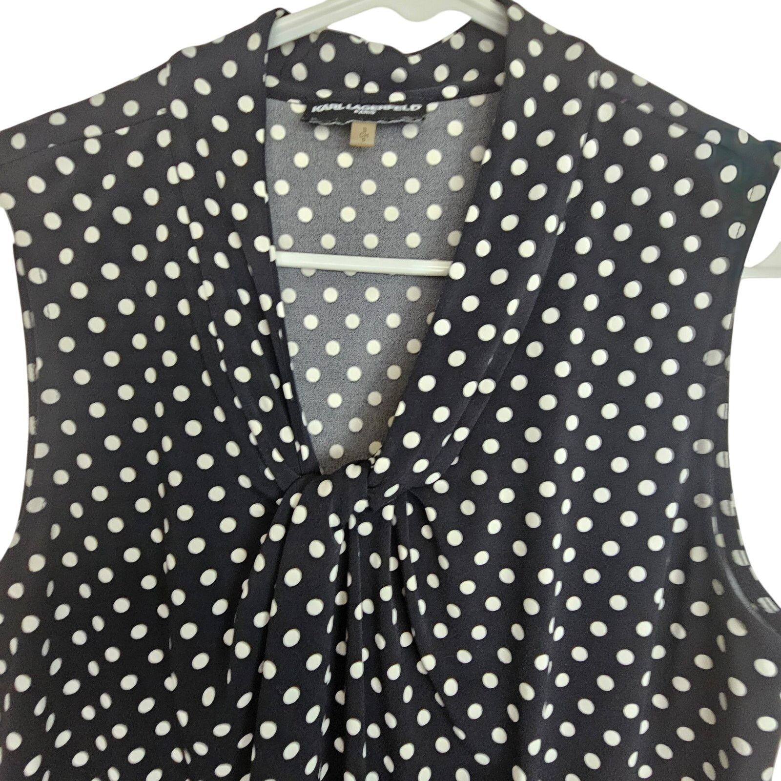 Karl Lagerfeld Karl Lagerfeld Paris Women S Polka Dot Gathered Sleeveless Size S / US 4 / IT 40 - 2 Thumbnail