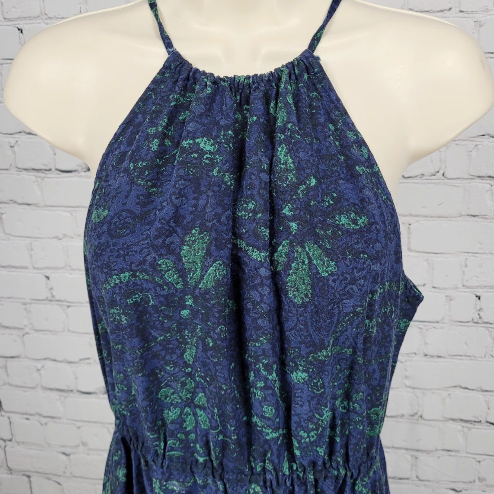 O'Neill O’Neill Maxi Dress Halter Adjustable Side Slit Floral Blue Green M Women Size M / US 6-8 / IT 42-44 - 6 Thumbnail