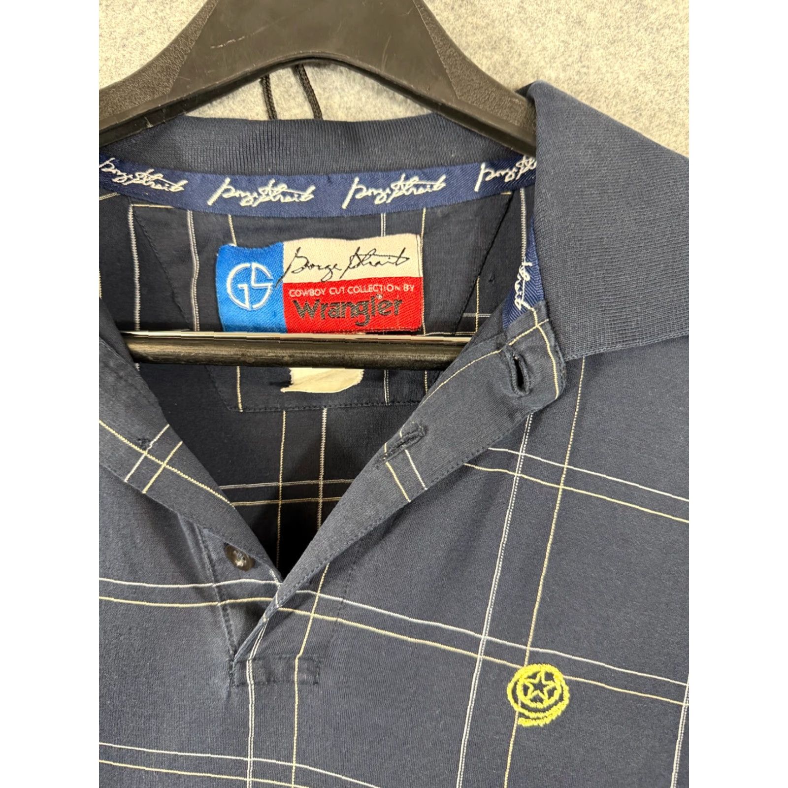 Wrangler VINTAGE Wrangler George Strait Polo Shirt Mens M Navy Blue Plaid Short Sleeve Size US M / EU 48-50 / 2 - 5 Thumbnail
