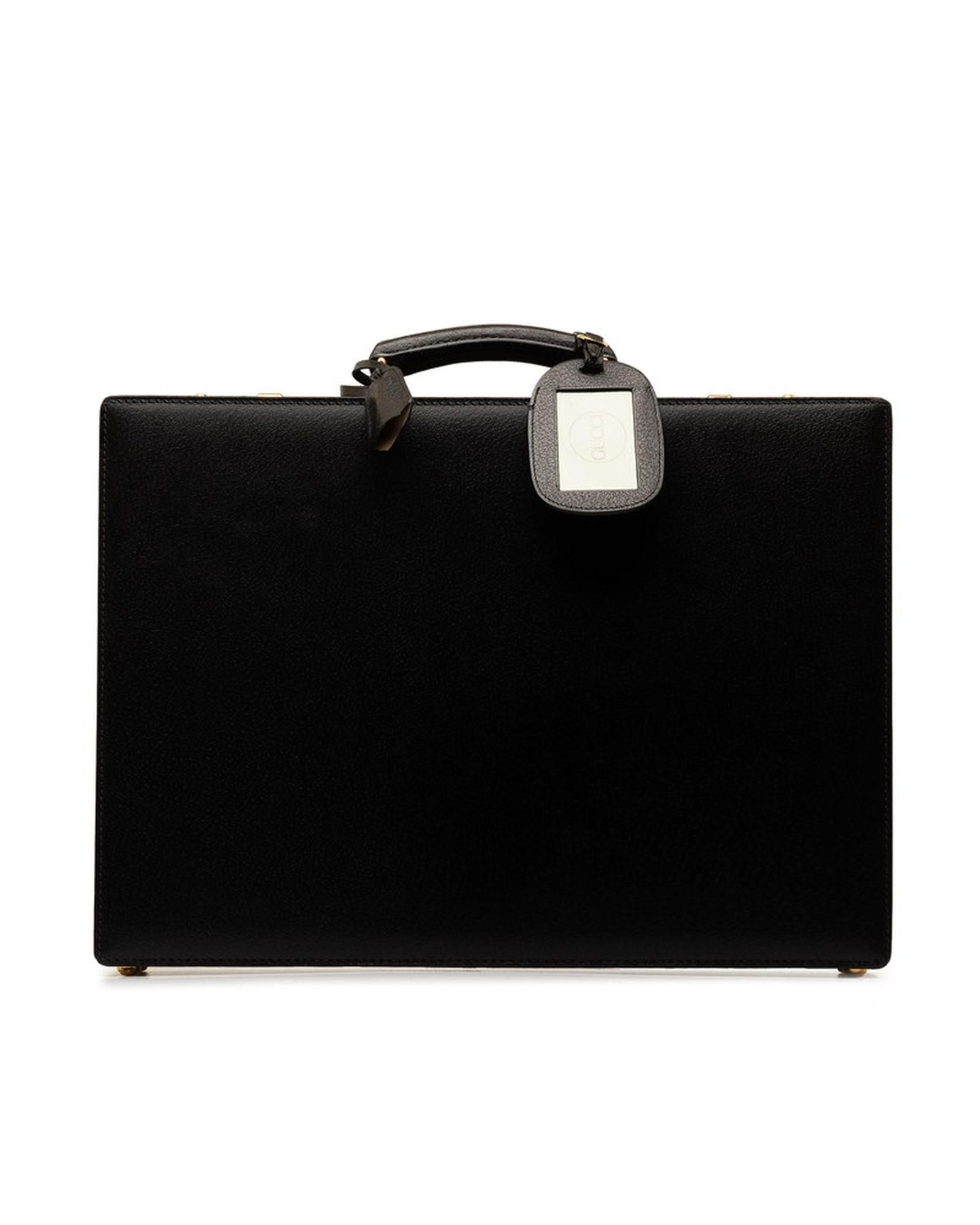 image of Gucci Black Leather Briefcase Bag In Excellent Condition, Men's