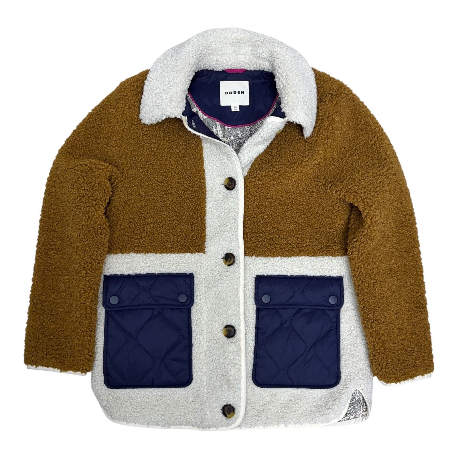 Boden BODEN Sherpa Fleece Jacket BORG QUILTED COAT Winter Small Size S / US 4 / IT 40 - 1 Thumbnail