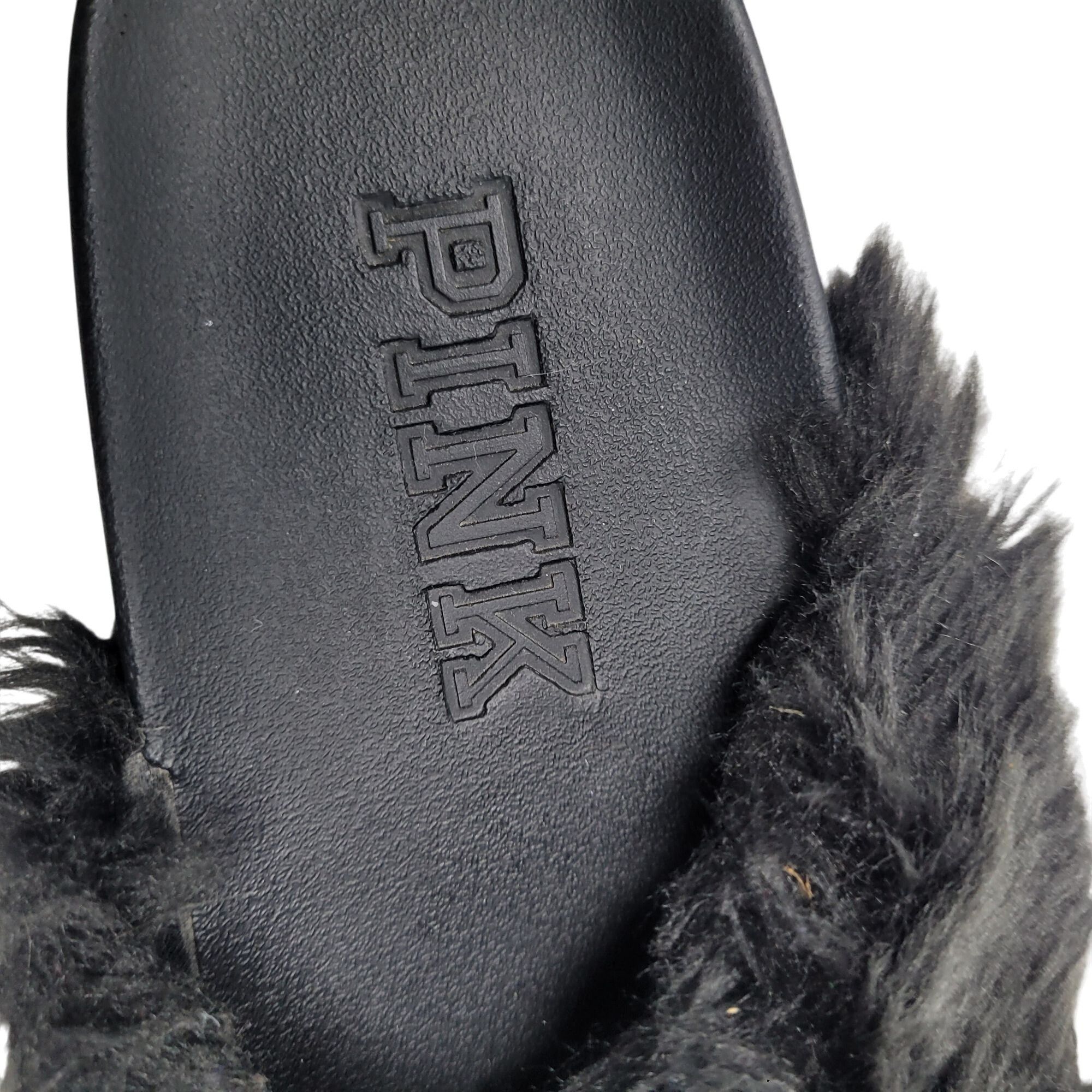 Victoria's Secret Victoria's Secret Pink Womens Faux Fur Slide Slippers Black Size US 6.5 / IT 36.5 - 3 Thumbnail