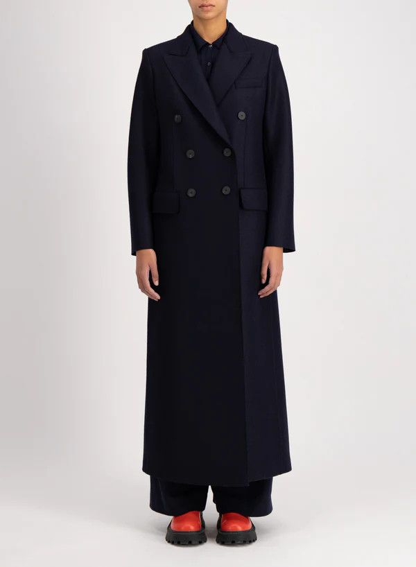 Harris Wharf London o1s22i1n1024 Double-Breasted Pressed Wool Coat in Blue Size S / US 4 / IT 40 - 3 Thumbnail
