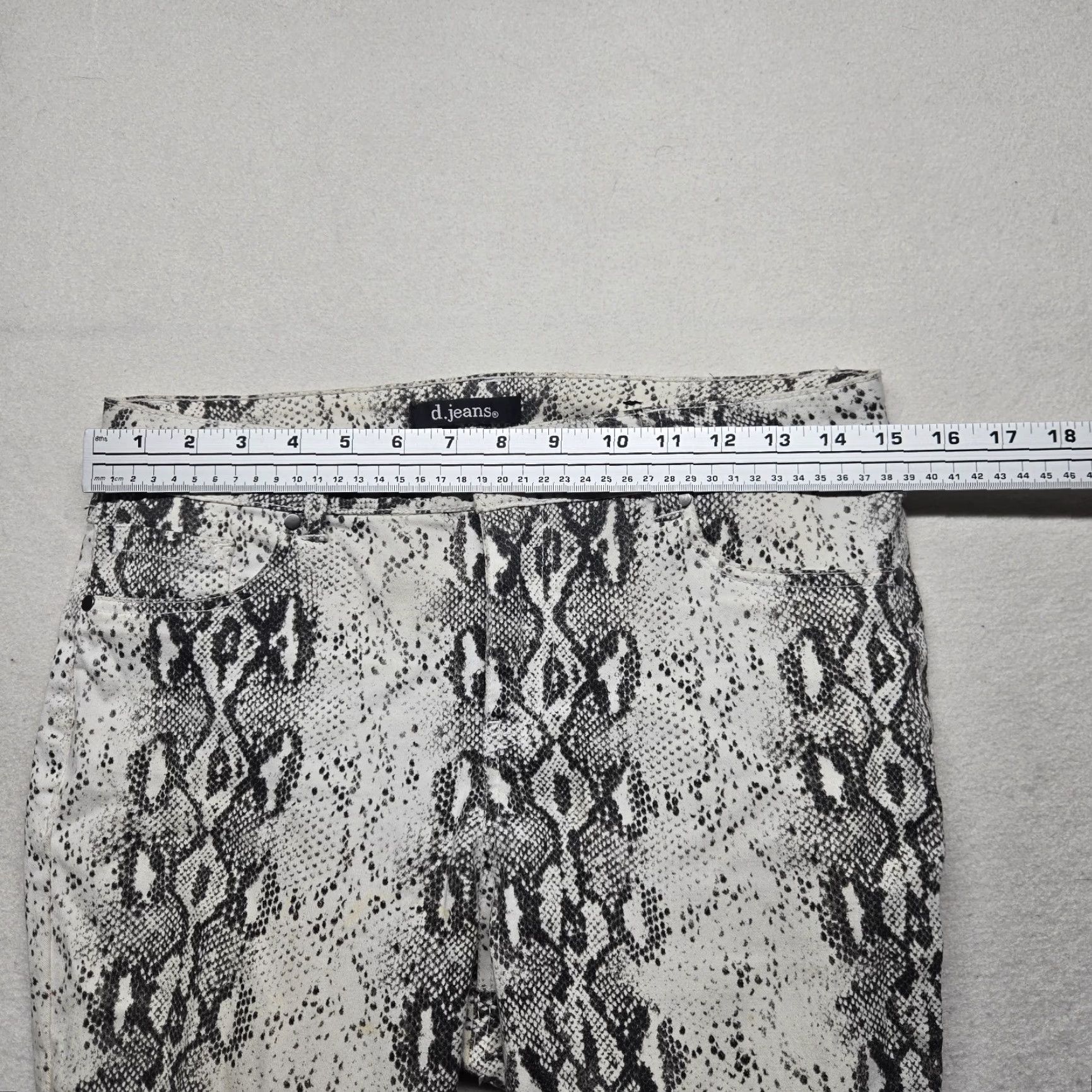 Vintage d.jeans Pants Women 6 White Snake Print High Waist Skinny Denim Stretch Casual Womens Size 28" / US 6 / IT 42 - 4 Thumbnail