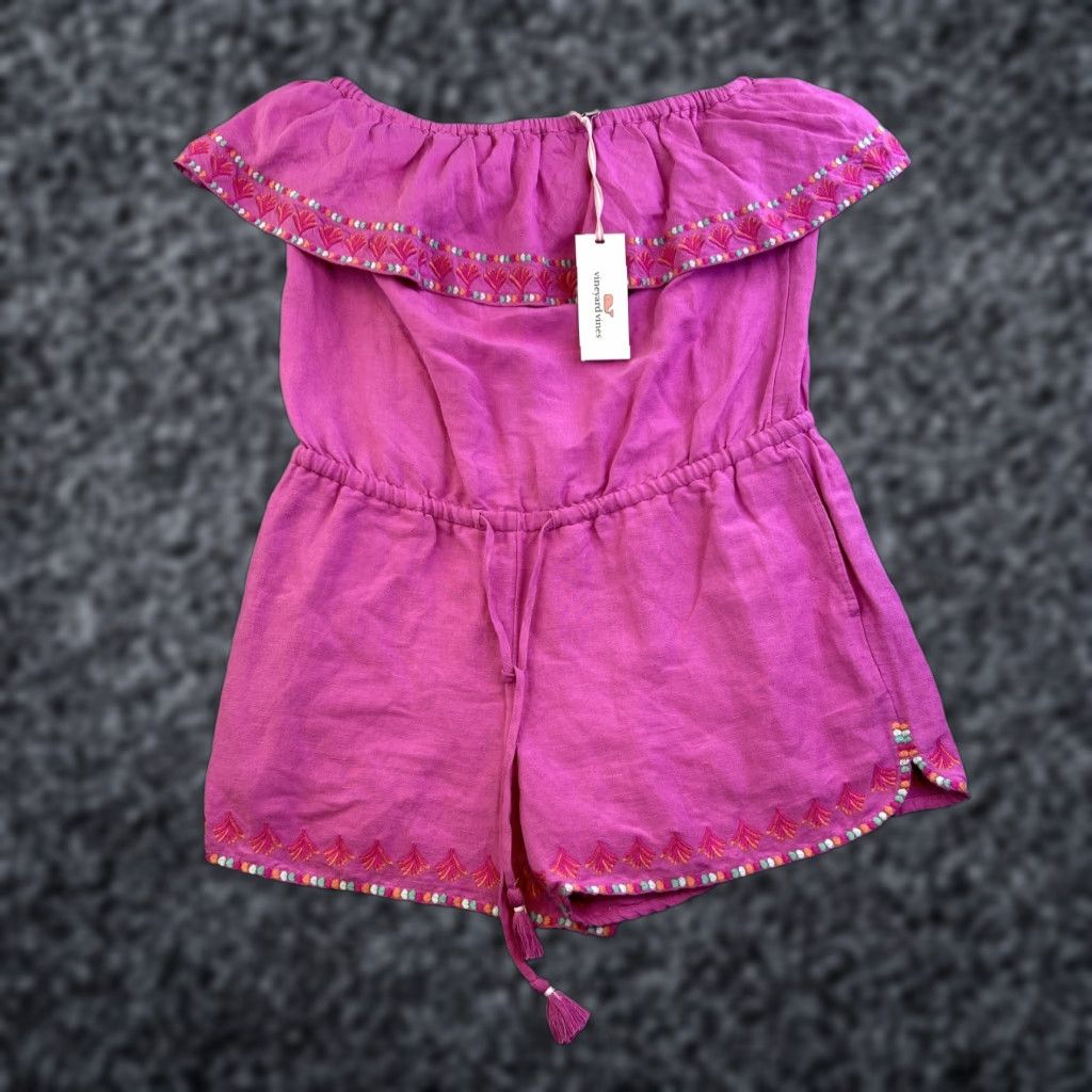 Vineyard Vines Vineyard Vines Strapless Ruffle Romper Womens XS Pink Magenta NWT Size 26" / US 2 / IT 38 - 1 Thumbnail