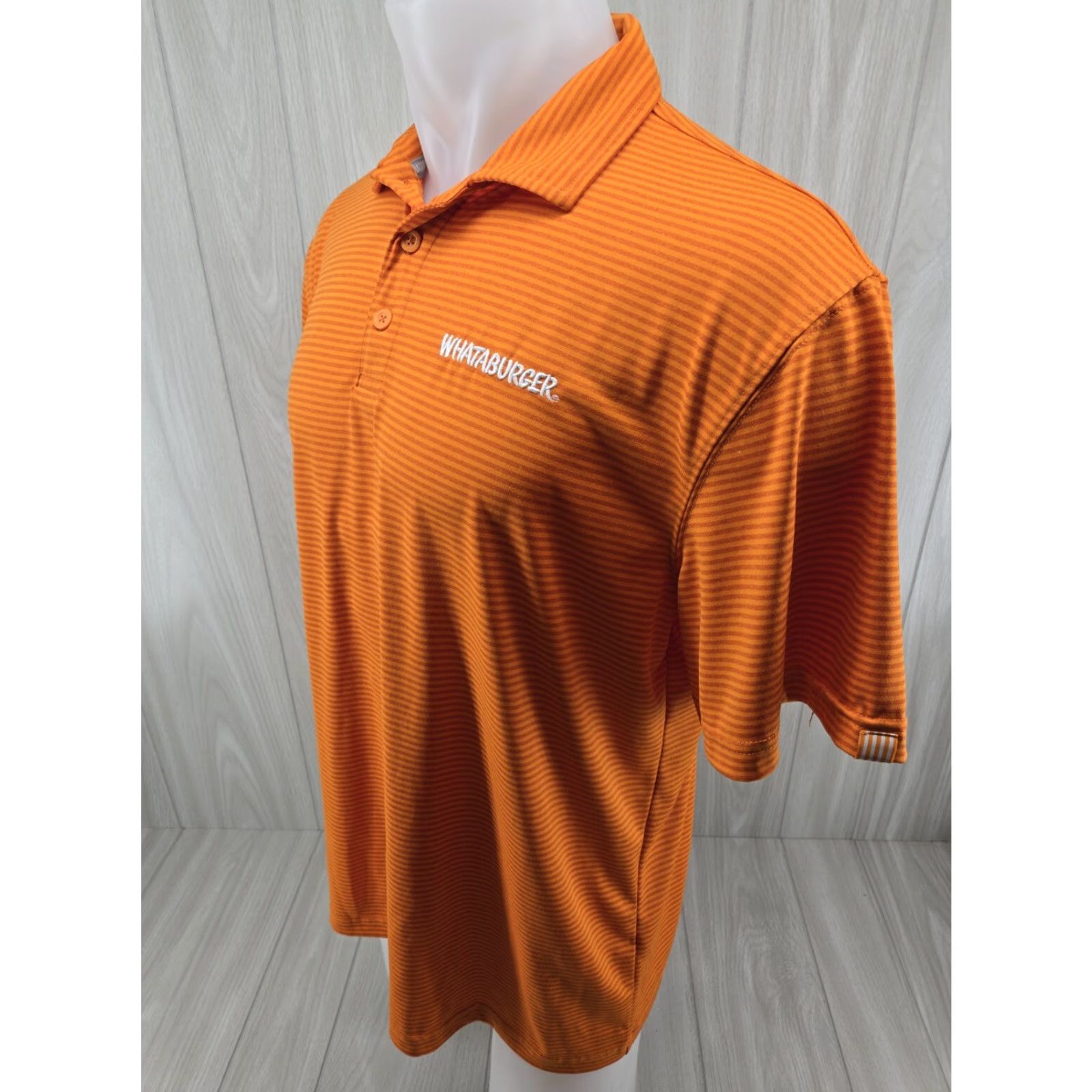 Vintage Whataburger Polo Shirt Mens Large Orange Striped Short Sleeve Logo Uniform Shirt Size US L / EU 52-54 / 3 - 4 Thumbnail