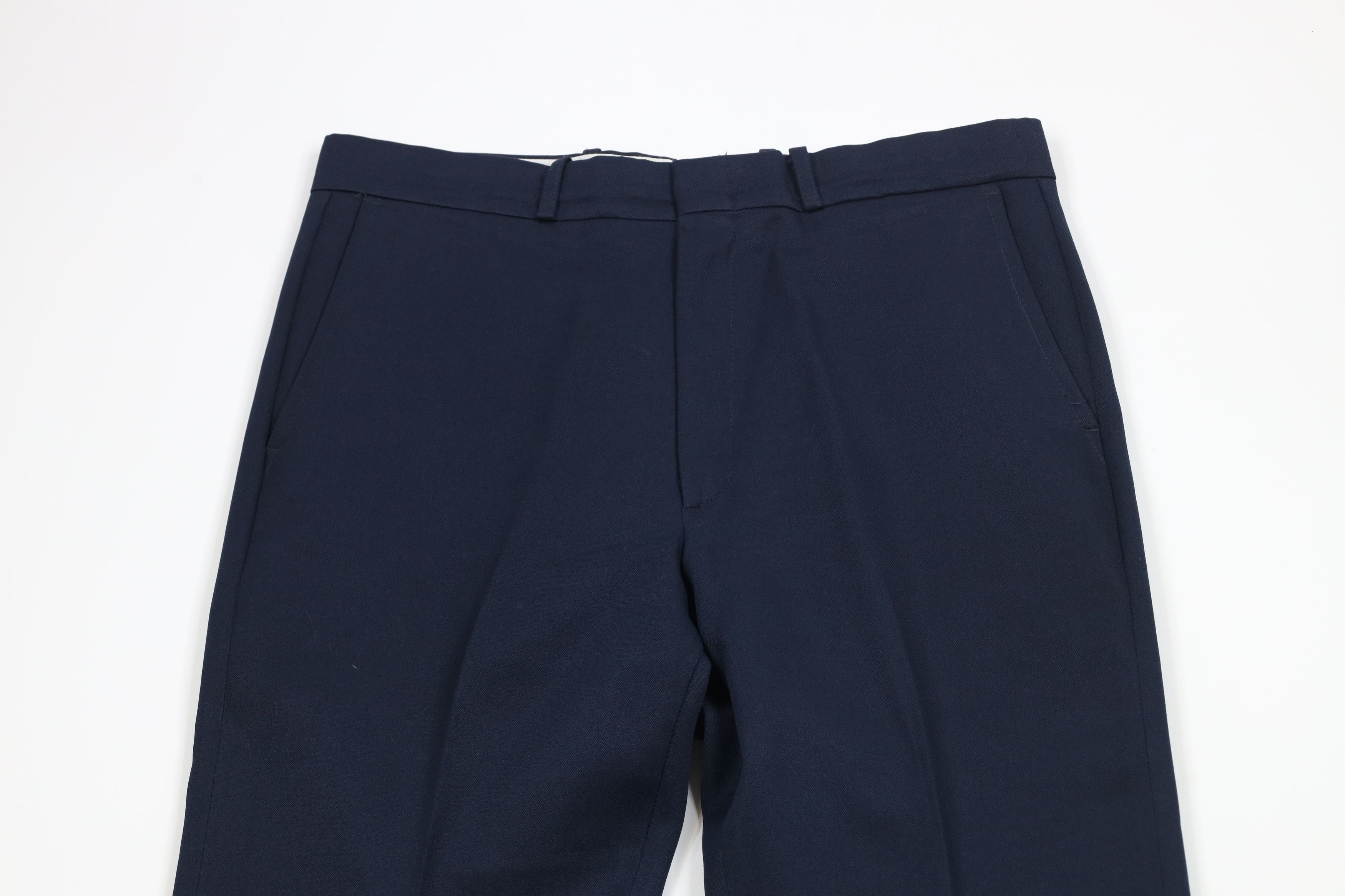 Vintage Vintage 70s Streetwear Flared Wide Leg Chino Pants Navy Blue Size US 34 / EU 50 - 2 Thumbnail