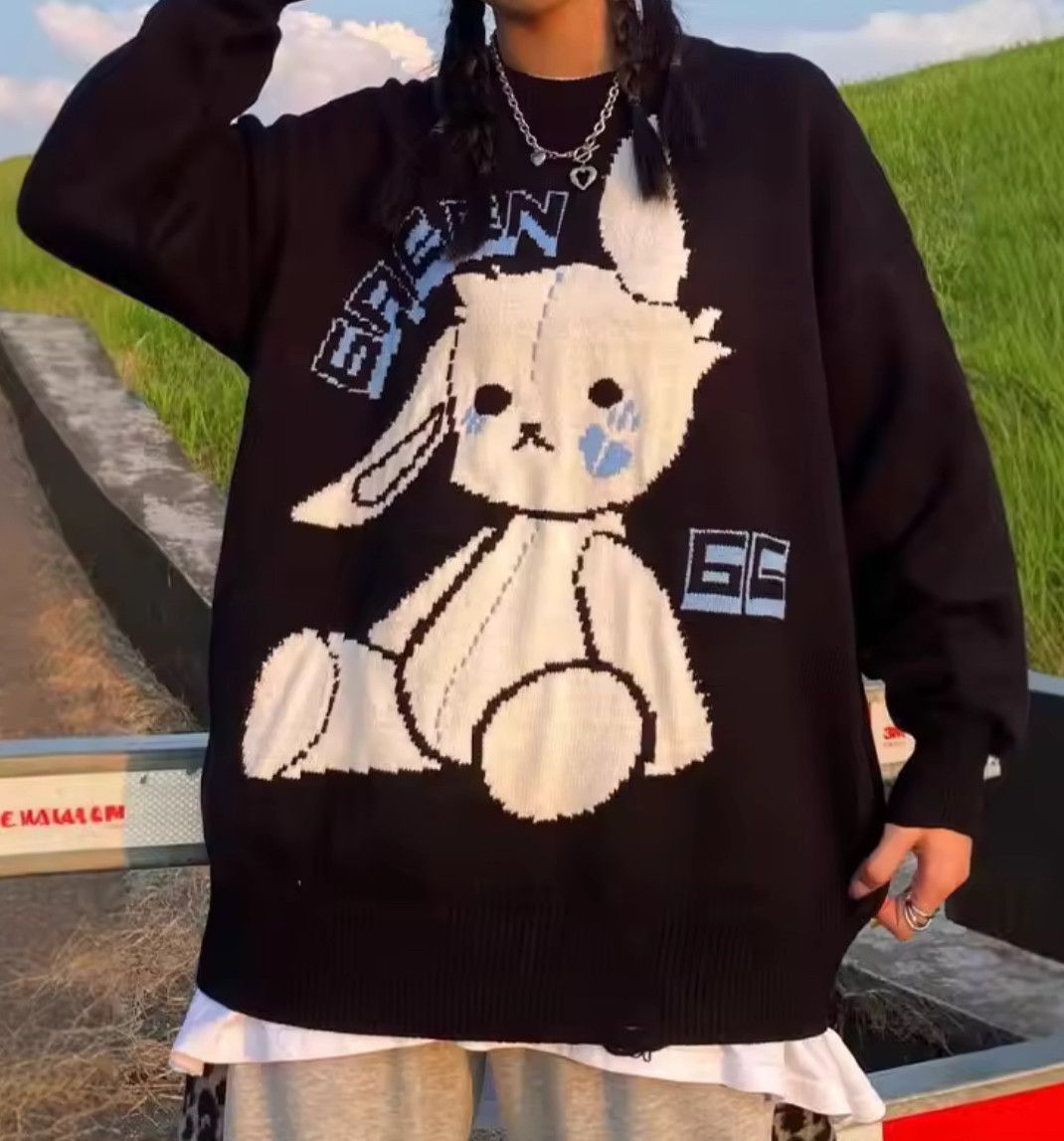 Other Streewear Retro Y2K Bunny Ins Jacquard Pullover Knit Sweater Size US L / EU 52-54 / 3 - 1 Thumbnail