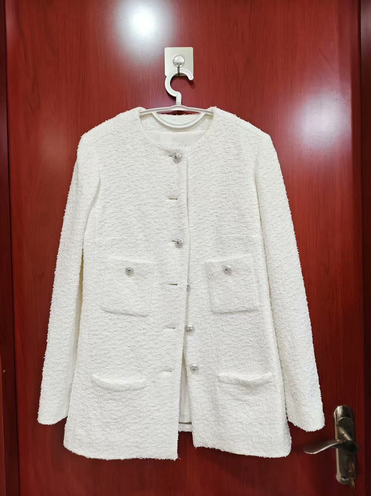 Chanel Chanel 23S White Tweed Diamond Button Jacket Size XXS / US 00 / IT 34 - 1 Preview