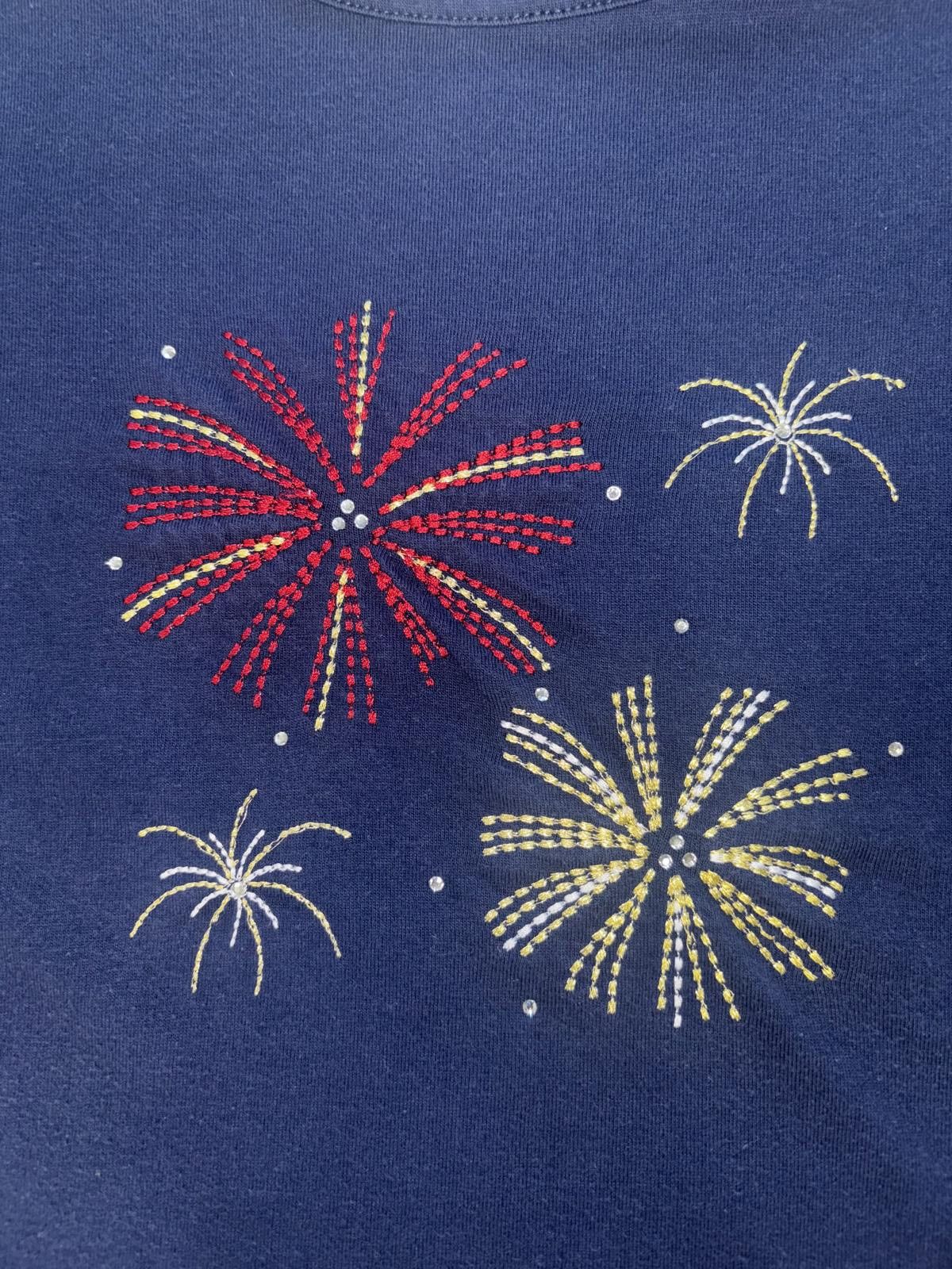 Designer Vintage Studio Works Fireworks Graphic Tee - Navy Blue Size XL / US 12-14 / IT 48-50 - 2 Thumbnail