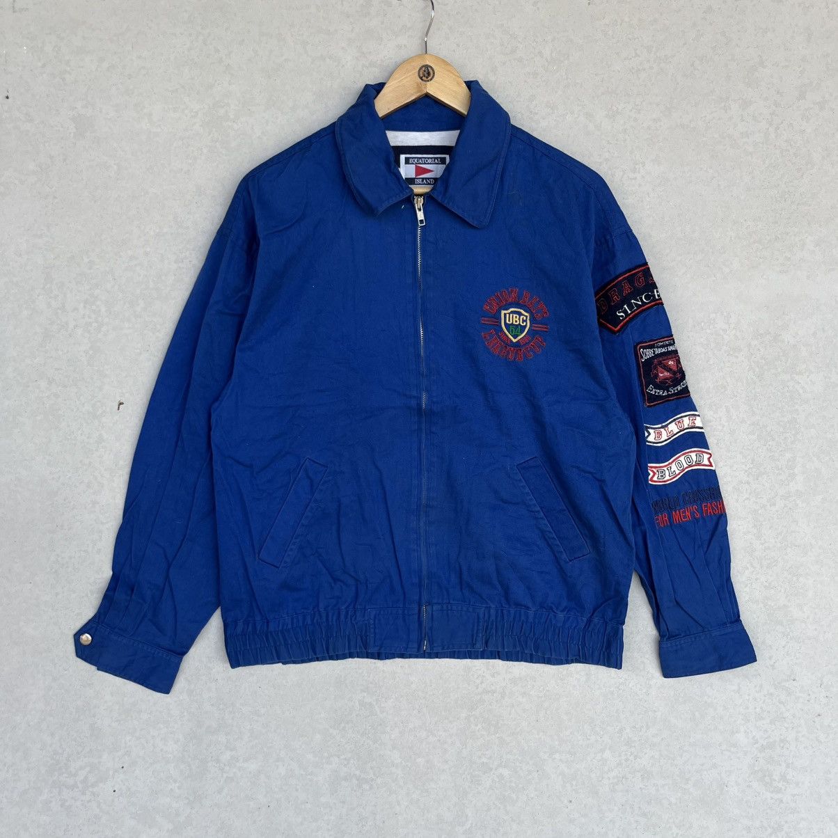 Other Vintage 90s Equatorial Island Zip Up Jacket Blue Colour Size US L / EU 52-54 / 3 - 1 Thumbnail