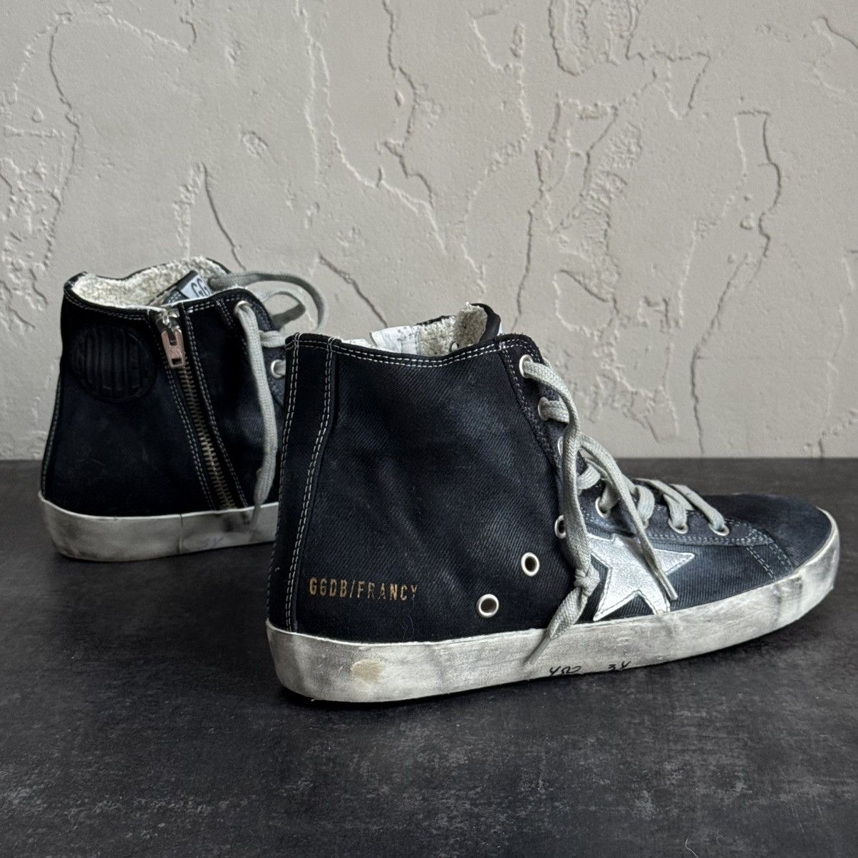Golden Goose Golden Goose Francy Distressed Navy Denim High-Top Sneakers Size US 9 / IT 39 - 22 Thumbnail