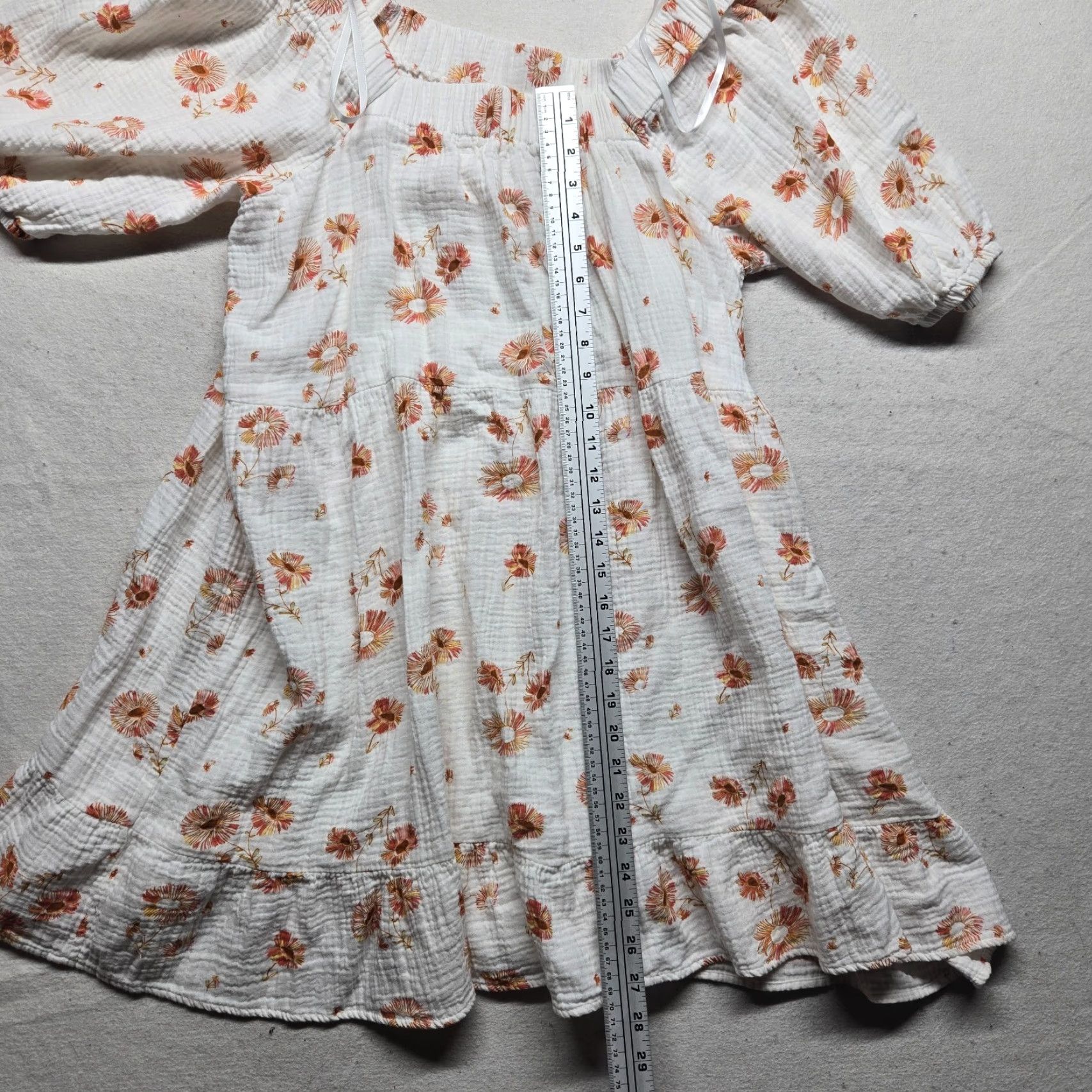 Vintage Wonderfly Shirt White Floral Shift Dress Short Sleeve Flutter Sleeve Petite Womens PL Size L / US 10 / IT 46 - 6 Thumbnail