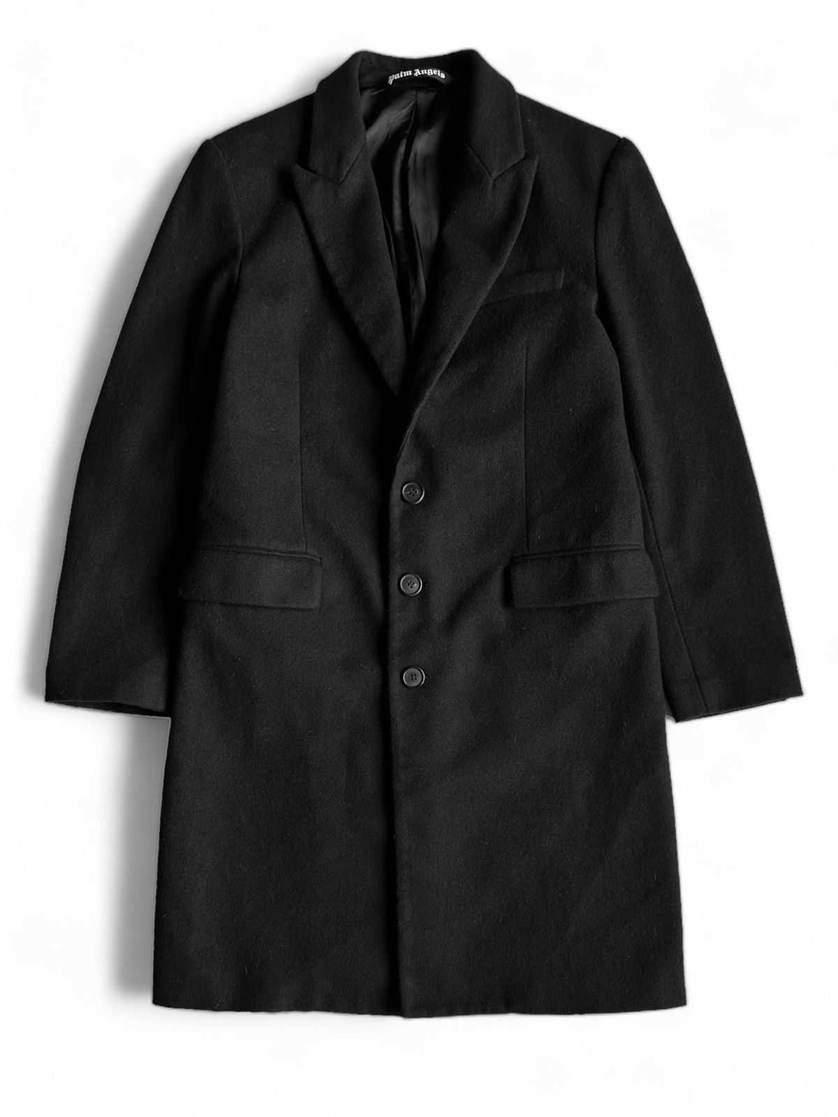 Palm Angels Palm Angels Classic Black Wool Logo Coat (S) Size US S / EU 44-46 / 1 - 2 Thumbnail
