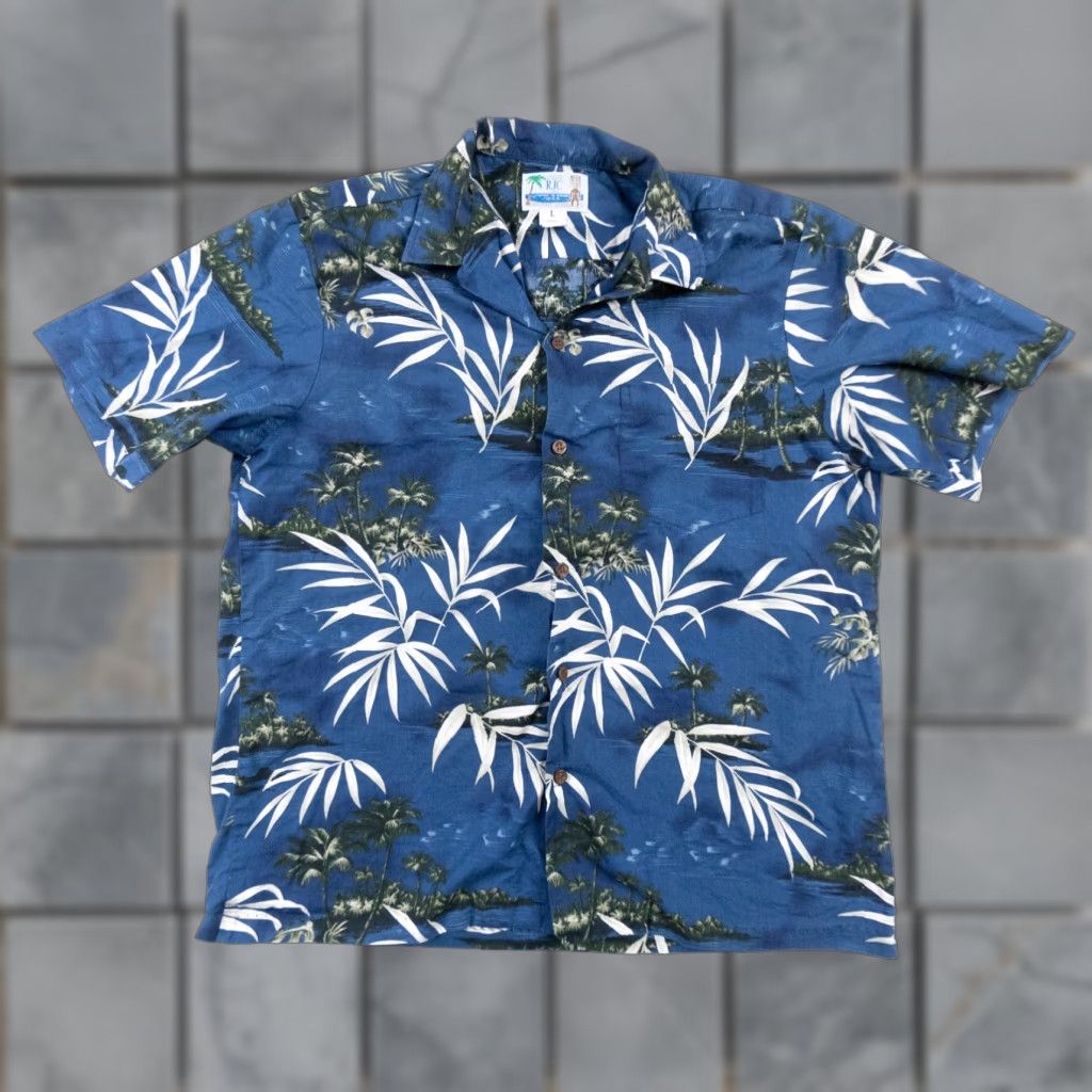 Vintage RJC Shirt Adult Large Blue Floral Hawaiian Button-Down Shirt Size US L / EU 52-54 / 3 - 1 Thumbnail