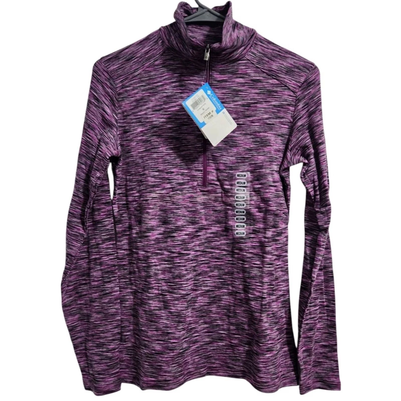 Vintage Columbia Womens Pullover Shirt Zip Mock Neck Long Sleeve Space Dye Pink M 1/4 Zip Activewear Subtle Knit Pattern Size M / US 6-8 / IT 42-44 - 2 Thumbnail
