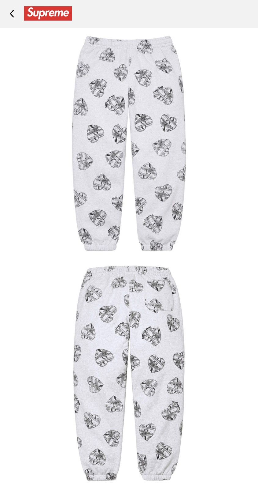 Supreme Supreme Love Cash Sweatpants (Medium) | Grailed 