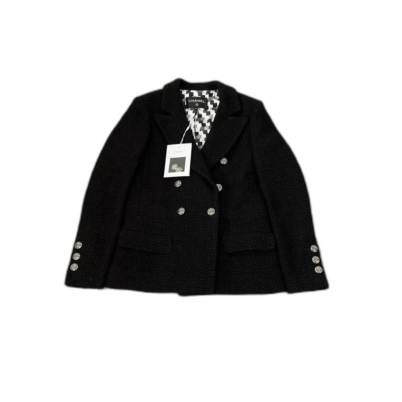 Chanel Chanel Black Tweed Double-Breasted Jacket Size XS / US 0-2 / IT 36-38 - 1 Thumbnail