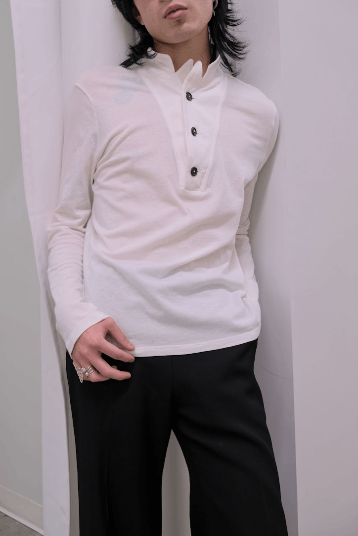 Pre-owned Ann Demeulemeester Long Sleeve White Polo Shirt