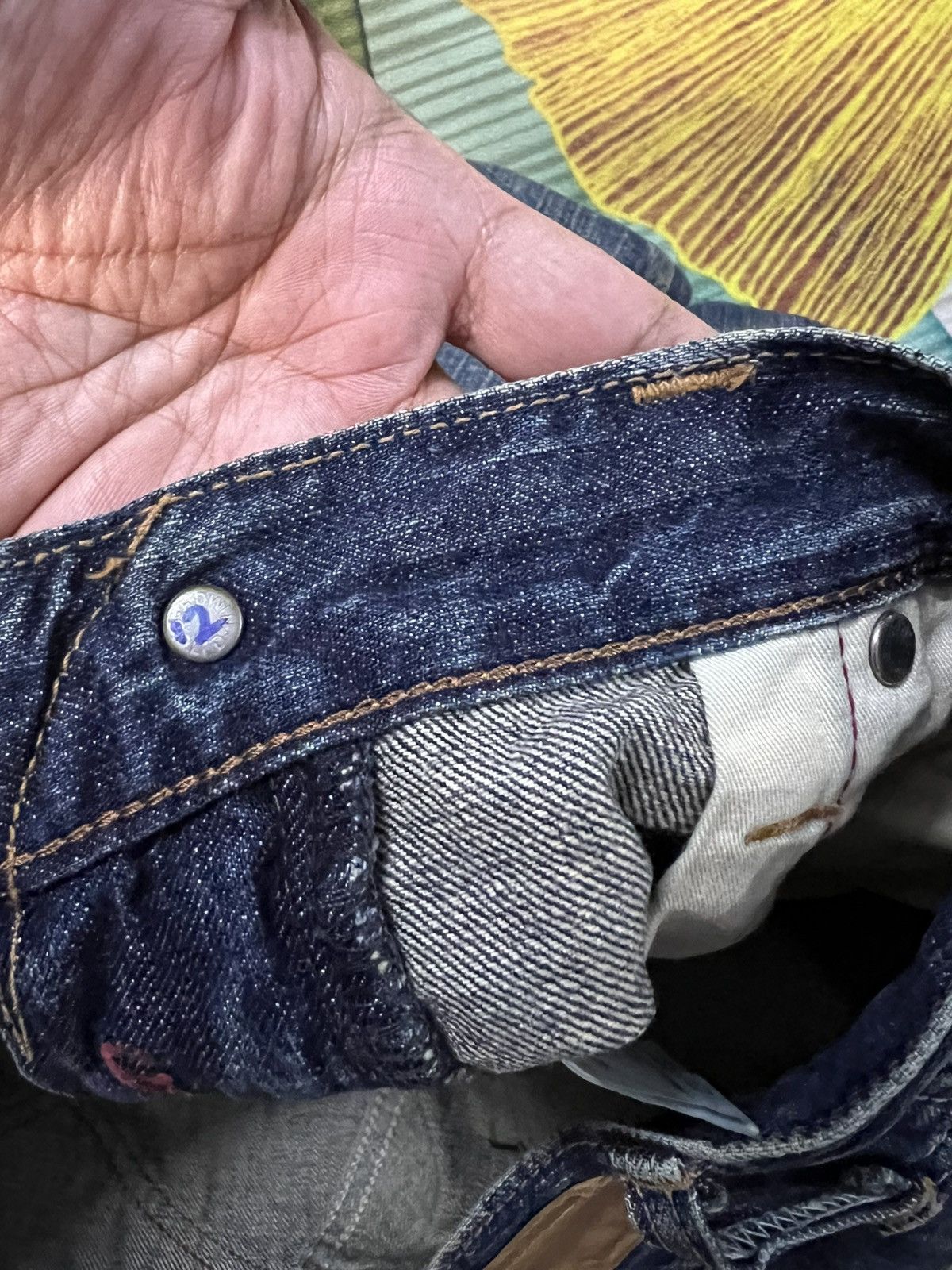 Edwin × If Six Was Nine × Le Grande Bleu (L.G.B.) 💥BAGGY💥VINTAGE EDWIN 503S DISTRESS MUD WASH JEANS Size US 31 - 22 Thumbnail