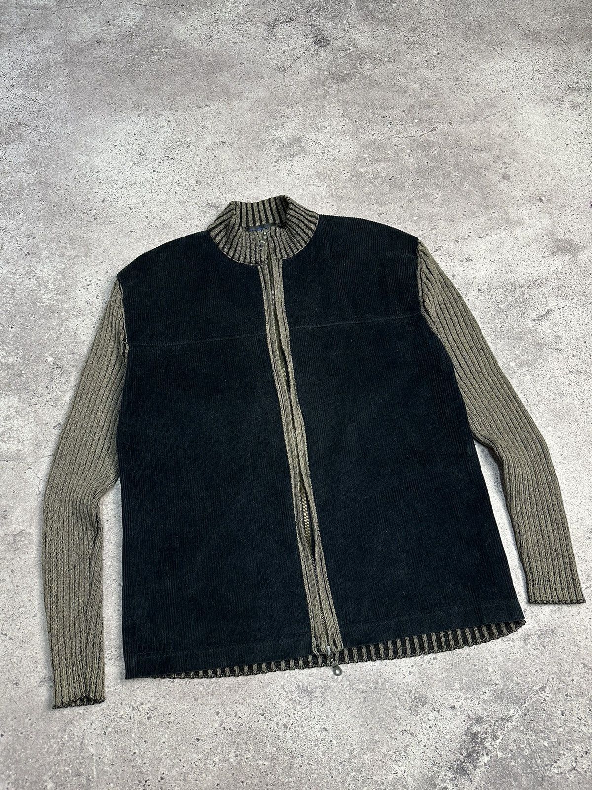 Japanese Brand × Vintage Vintage Avant Garde Ribbed Knitted Sweater Full Zip Striped Size US L / EU 52-54 / 3 - 3 Thumbnail