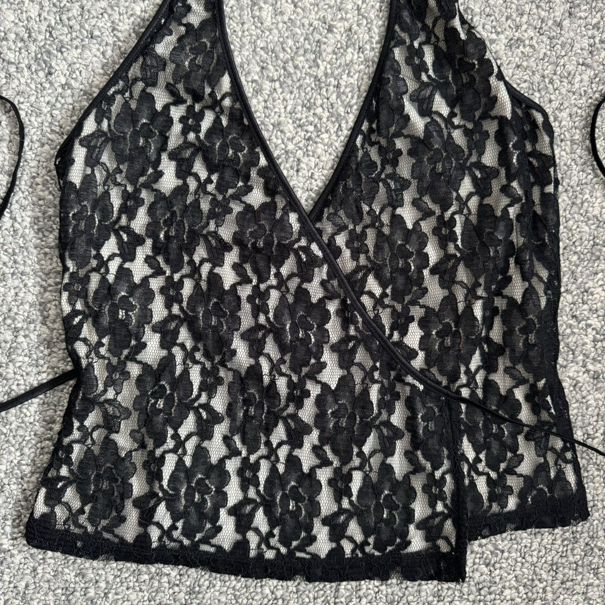 Other THE LIMITED Vintage Y2K Black White Floral Lace Halter Top Size M / US 6-8 / IT 42-44 - 5 Thumbnail