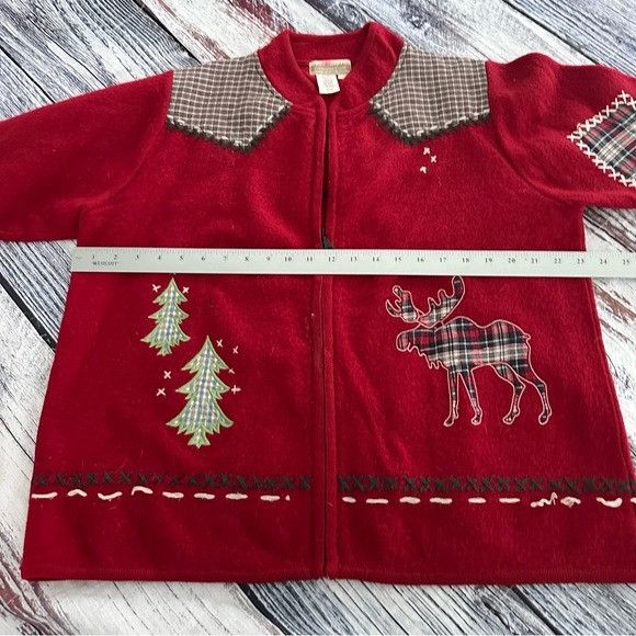 Coldwater Creek Vintage Coldwater Creek 100% Wool Zip Up Cabin Chic Moose Sw Size L / US 10 / IT 46 - 6 Thumbnail