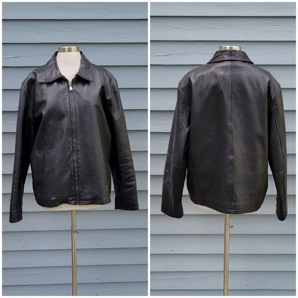 Wilsons Leather Vintage 90s y2k Wilsons M. Julian Black Leather Moto Motorcy Size US L / EU 52-54 / 3 - 7 Thumbnail