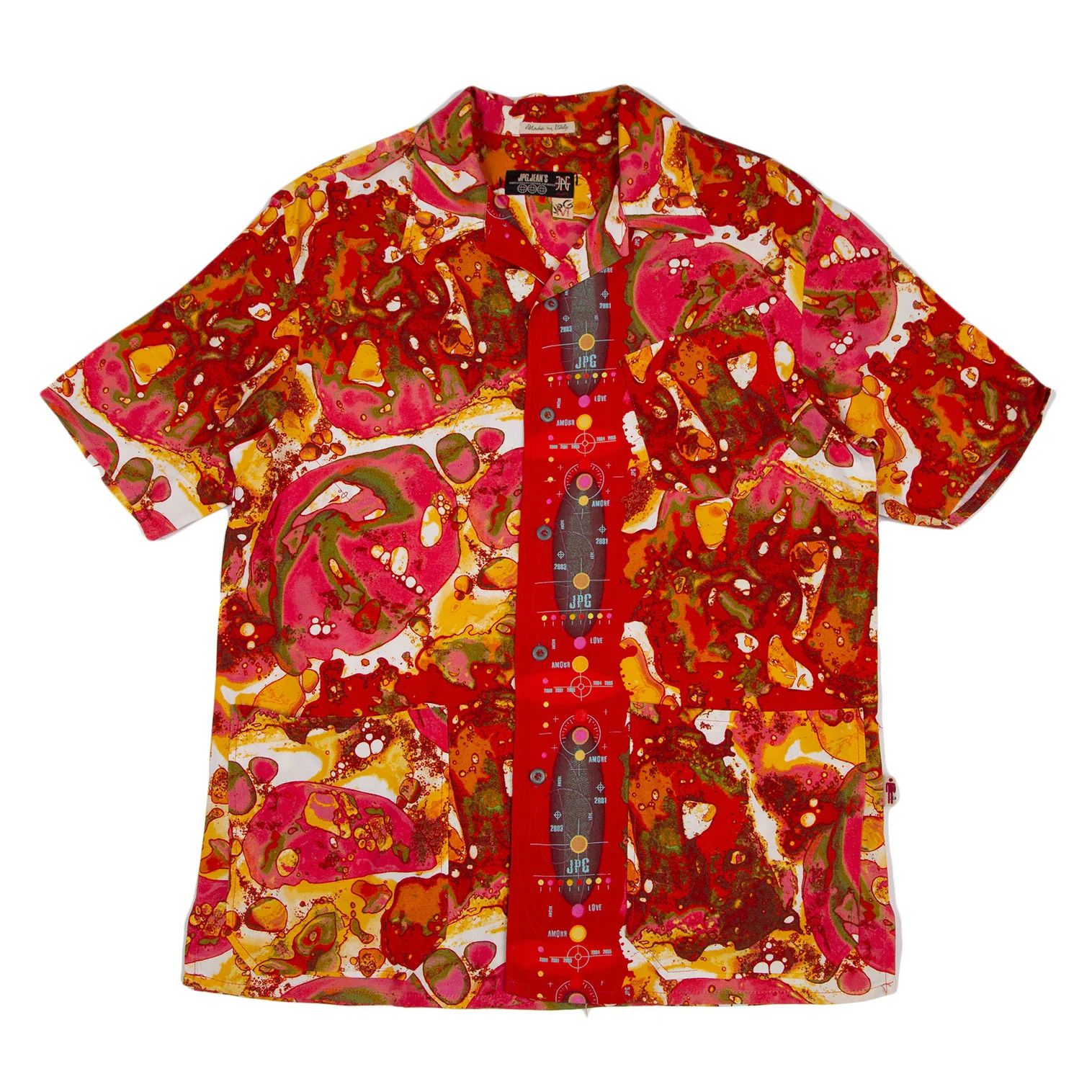 Jean Paul Gaultier Psychedelic Print Rayon Short Sleeve Shirt Red Multi M Size US M / EU 48-50 / 2 - 1 Thumbnail