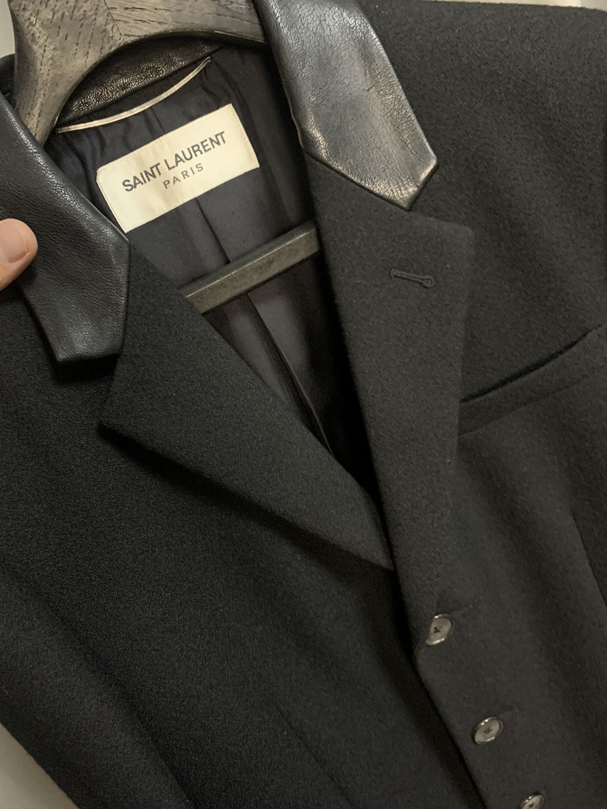 Saint Laurent Paris Saint Laurent 2013FW Leather Collar Wool Chestfield coat Size US M / EU 48-50 / 2 - 3 Thumbnail