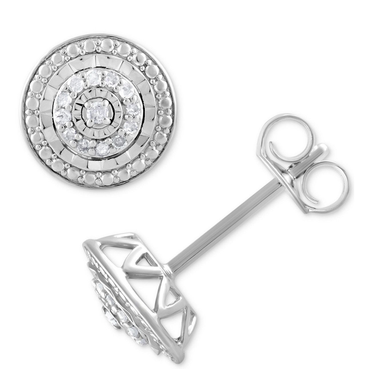 Macys Diamond Multi-Halo Stud Earrings (1/10 ct. Sterling Silver Size ONE SIZE - 1 Thumbnail