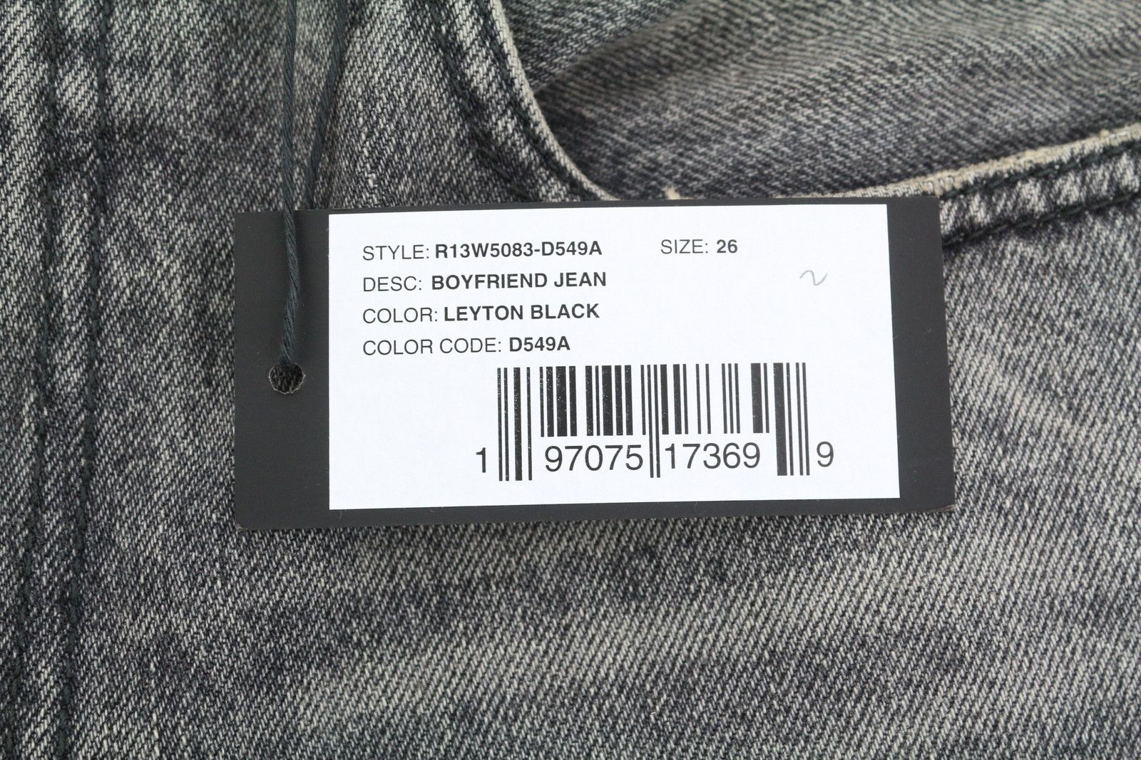 R13 BOYFRIEND 26 Leyton Black Faded Whiskers Zip FW25 86813 Size 26" / US 2 / IT 38 - 7 Thumbnail
