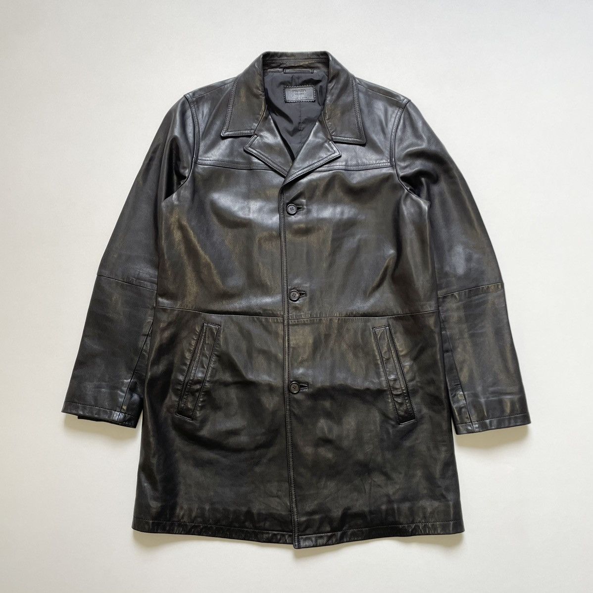 Prada A/W 06 Black Leather Overcoat Size US M / EU 48-50 / 2 - 1 Thumbnail
