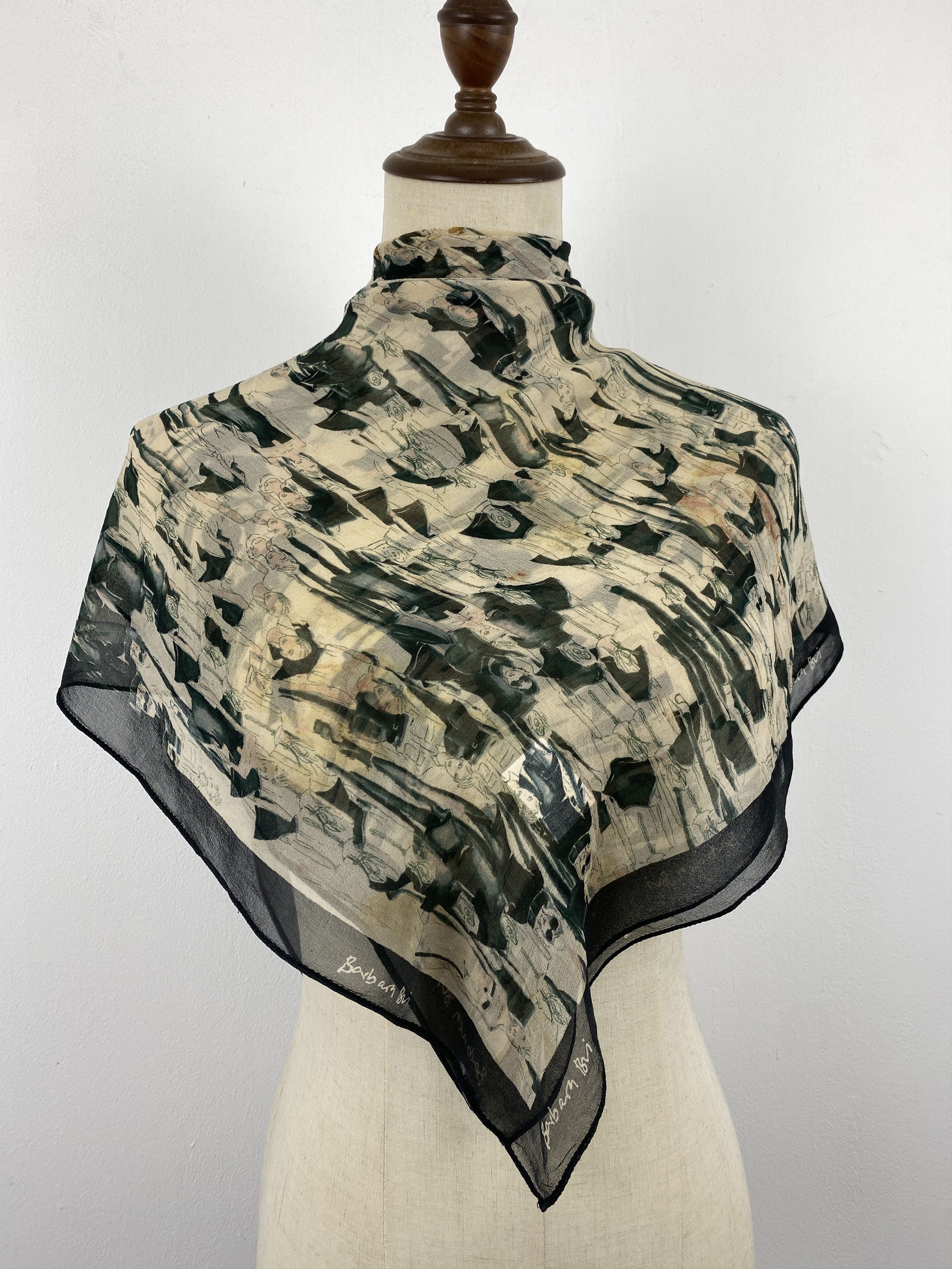 Vintage Vintage 80s Barbara Bri Silk Scarf SN0098 Size ONE SIZE - 2 Thumbnail