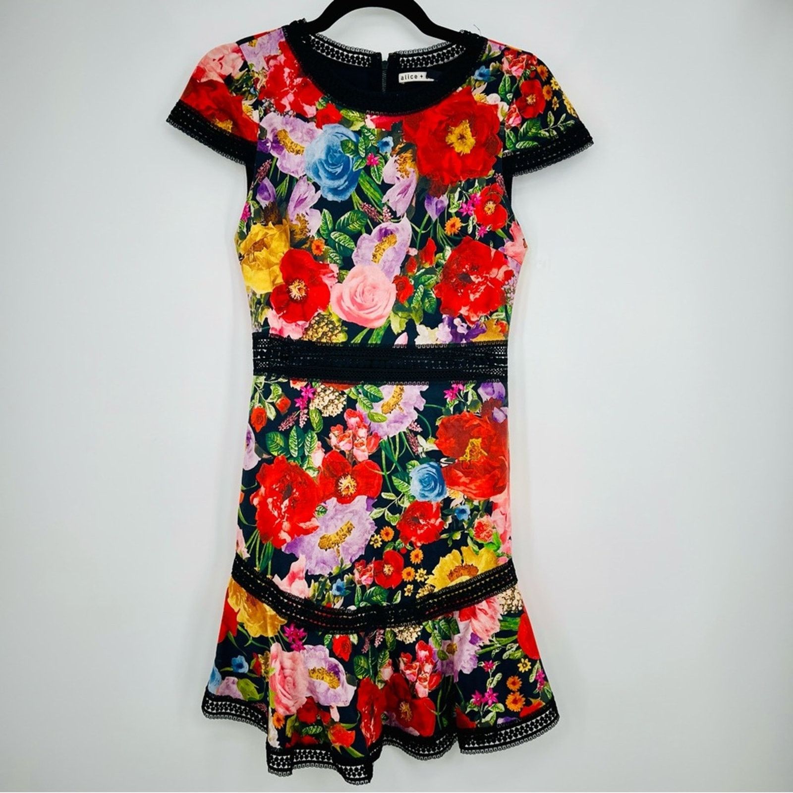 Alice + Olivia Alice + Olivia Rapunzel Flare Dress Blooming Garden Floral Size XS / US 0-2 / IT 36-38 - 4 Thumbnail